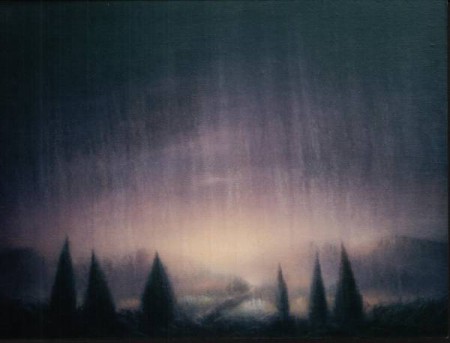 "Seis cipreses". Temple vinílico sobre lienzo. 60 x 50 cm. Sevilla 2002. Colección privada.